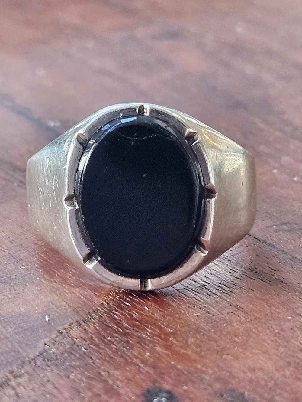 Vintage Hilario Lopez Taxco Men's Sterling Silver Black Onyx Signet Ring